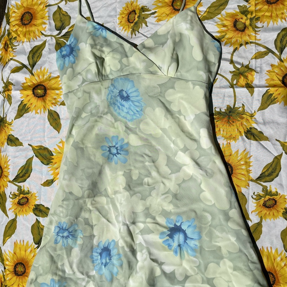 VINTAGE Smart Set Floral Slip Dress with Blue Flowers